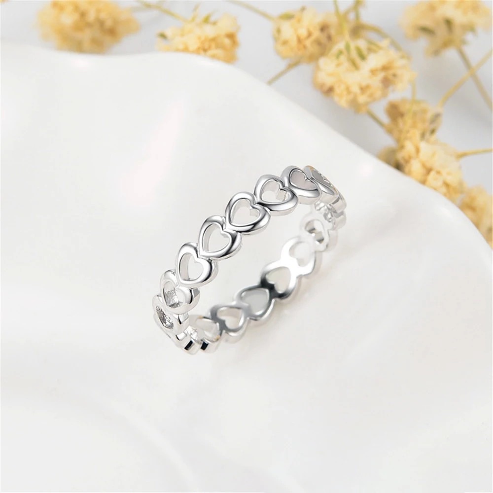 New 925 Silver Beautiful Hearts Simple Lovely Ring - Picture 6 of 6